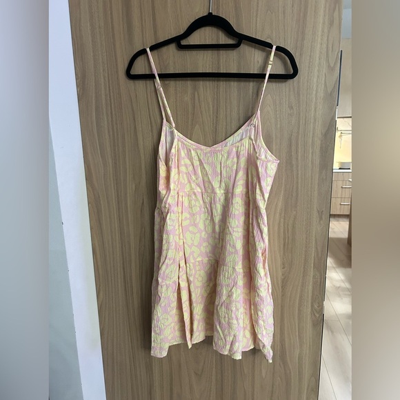 SHOW ME YOUR MUMU Caroline Mini tiered Dress Medium Lemonade Cheetah yellow pink - Picture 5 of 8